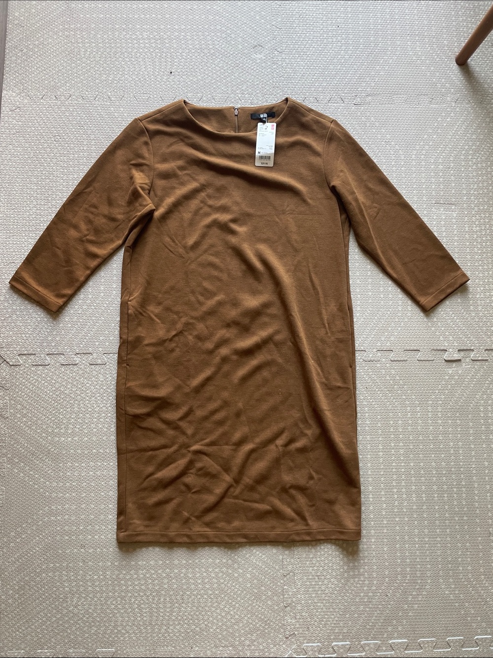 Uniqlo Women’s Brown Sheath Dress with 3/4 Sleeves NWT